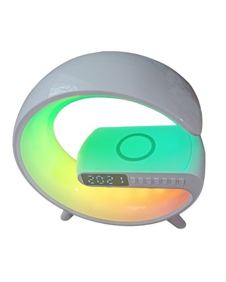 Настольная лампа-ночник Led Wireless Charging Speaker Google G11 (8527) 15W  беспроводная с колонкой, радио, будильником и беспроводной зарядкой White | Зображення 4