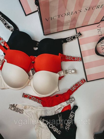 Червоний комплект жіночої спідньої білизни Victoria's Secret Модель Букви Стрази Вікторія Сікрет 85В | Зображення 6