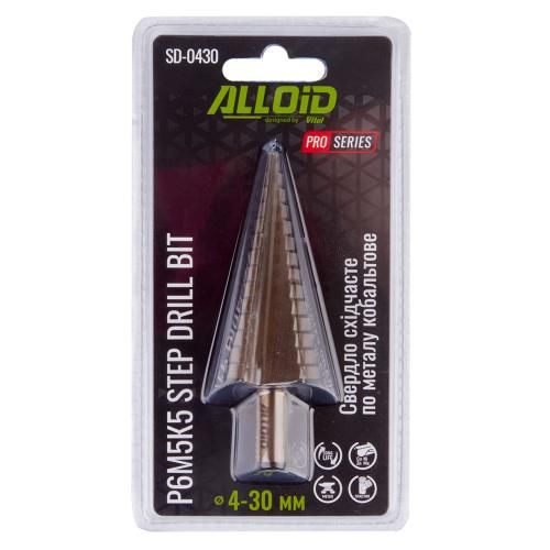 Alloid Pro. Свердло ступеневе по металу кобальтове Р6М5К5, 4-30мм | Зображення 3