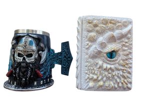 Подарунковий набір Кухоль 3D Молот Тора Бородастий Вікінг і Блокнот 3D «Око Крижаного Хранителя»