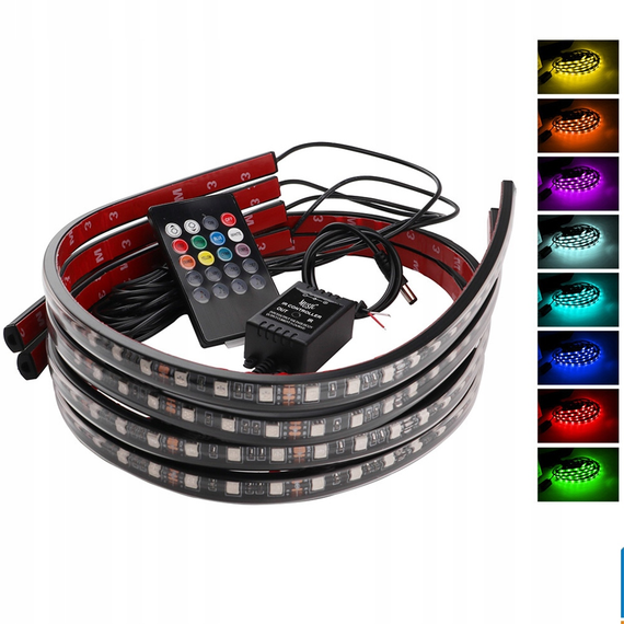 Светодиодная RGB подсветка днища автомобиля Music, Bluetooth управления и пульт | Зображення 1
