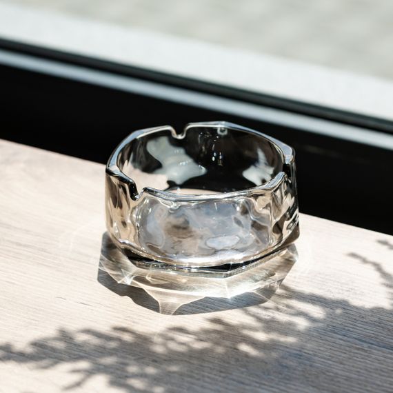 Попільничка скляна Diamond Faceted 12 см, сірий Yiwu HP-34-79 | Зображення 1