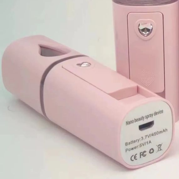 Зволожувач для обличчя з підсвічуванням 20мл, 10х3см, USB, MSK-3445, Рожевий / Освіжувач для обличчя / Нано спрей для шкіри | Зображення 6