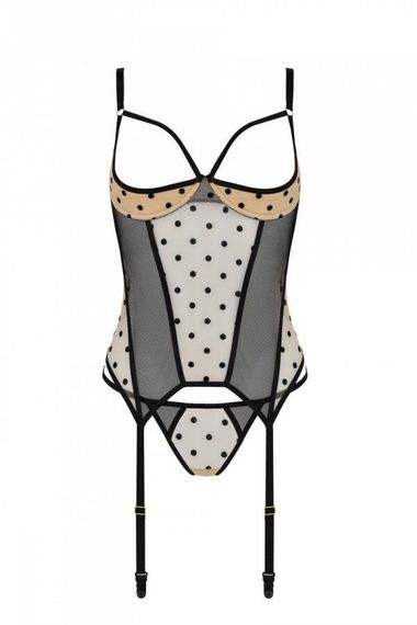 Корсет Passion MARINA CORSET, L/XL, beige, з відкритими чашками | Зображення 2