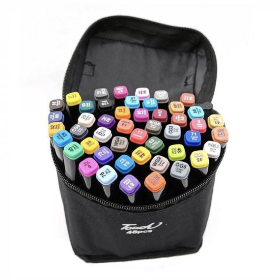 Маркери для малювання з двосторонніми кінцями Touch 48 шт, Фломастери професійні маркери KT-40 | Зображення 7