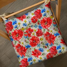 Подушка на стул с завязками Украинские цветы 40x40x4 см (PZ_22U010)
