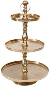 Блюдо фуршетна стійка "Amber" 3 яруси Ø25/Ø35/Ø45см, висота 75см, метал, золото антик