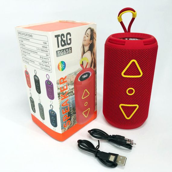 Bluetooth колонка портативная TG656 FM-радио, аккумуляторная колонка для музыки. Цвет: красный | Зображення 8
