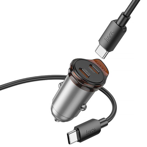 АЗУ Hoco NZ16B Rigorous PD45W (2USB-C) + кабель Type-C to Type-C Metal grey | Зображення 4