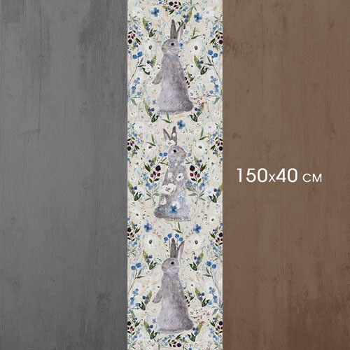 Доріжка на стіл Заєць та квіти 150x40 см (DR__24A005) | Зображення 2