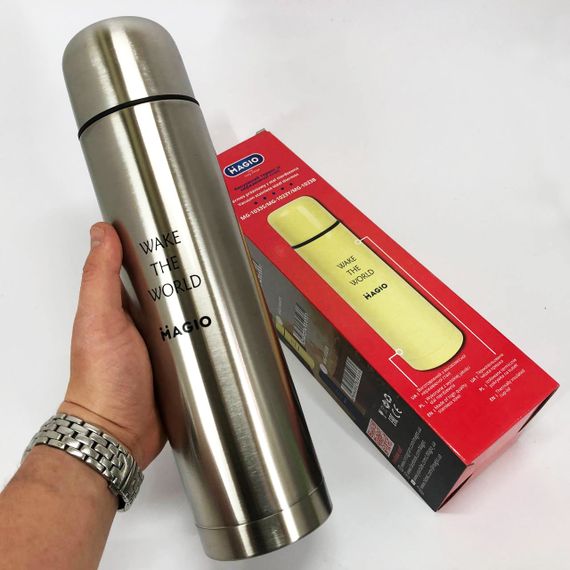 Питьевой термос MAGIO MG-1033S 1 л, Термос для чая помповый, Термос для напитков AN-170 на жару | Зображення 2