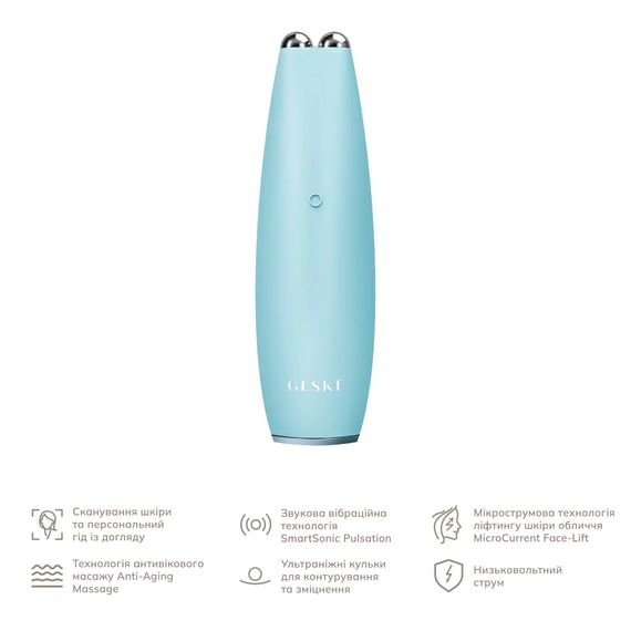 Микротоковая ручка для подтяжки кожи лица GESKE MicroCurrent Face-Lift Pen 6в1 white, Бирюзовый | Зображення 1