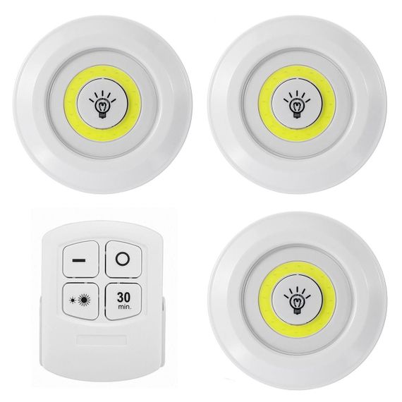 Світлодіодний сенсорний нічник з пультом, 3 шт, від батарейок ААА, LED light with Remote Control / Набір LED світильників