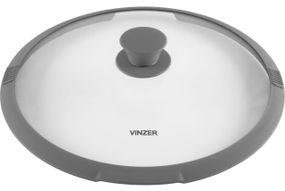 Кришка скляна Vinzer 24 см 50250 універсальна з силіконовим обідком для каструль і сковорідок
