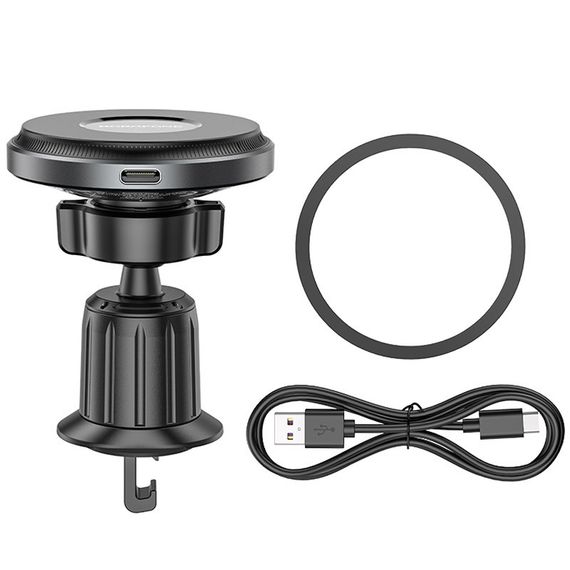 Автотримач з БЗП Borofone BH202 Seaside magnetic Metal gray | Зображення 1