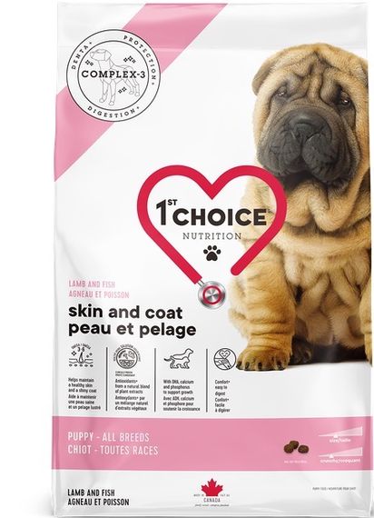 Сухий корм з ягнятком та оселедцем для щенят та юніорів з чутливою шкірою 1st Choice Puppy Sensitive Skin & Coat All Breeds, 2 кг