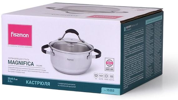 Каструля Fissman Magnifika 3л з силіконовими накладками на ручках | Зображення 3