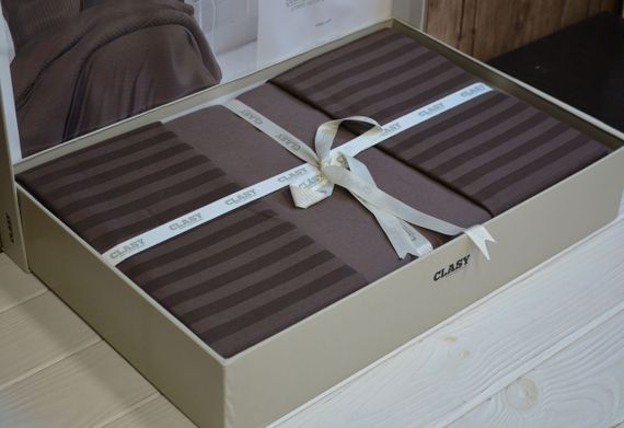 Постільна білизна Clasy Stripe Satin 200х220 Kahve | Зображення 3