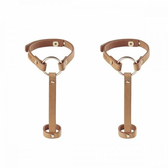 Пара браслетів на зап'ясті та палець Bijoux Indiscrets MAZE Hand Bracelet Harness Brown, екошкіра sexstyle | Зображення 1