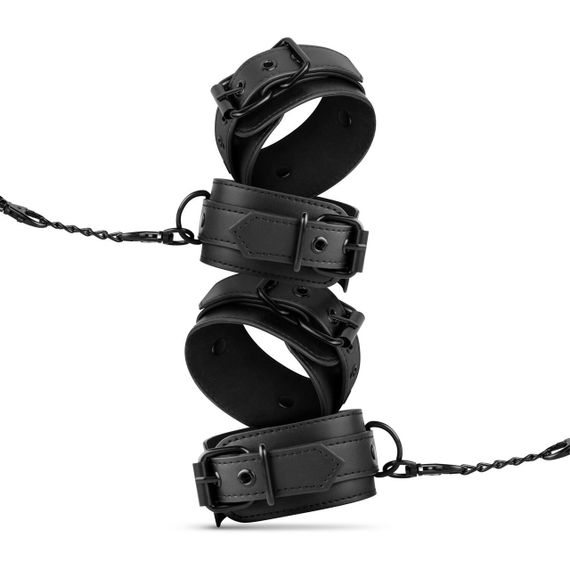 Набір БДСМ Bedroom Fantasies: Kinky Bondage Set 5-piece, наручники, поножі, пов’язка, флогер, свічки Sex Aura | Зображення 2