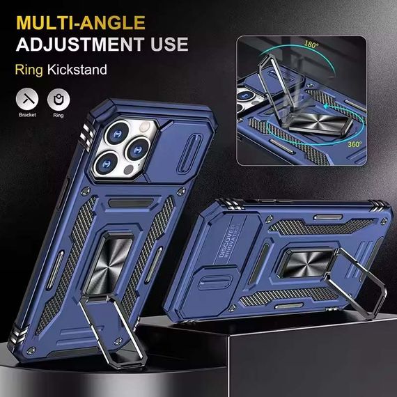 Ударостійкий чохол Camshield Army Ring для Apple iPhone 13 Pro (6.1") Синій / Navy | Зображення 1