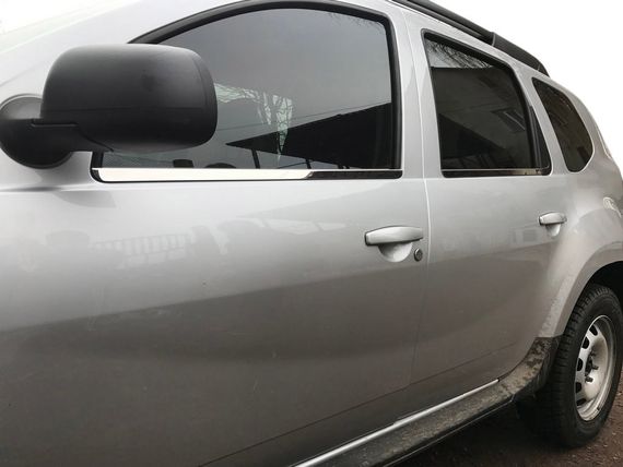 Молдинг стекла (4 шт, нерж) Carmos - Турецкая сталь для Renault Duster 2008-2017 гг
