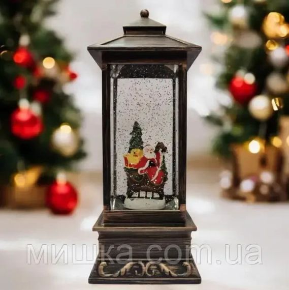 Музыкальный металлический новогодний фонарик-светильник h=28 см | Зображення 3