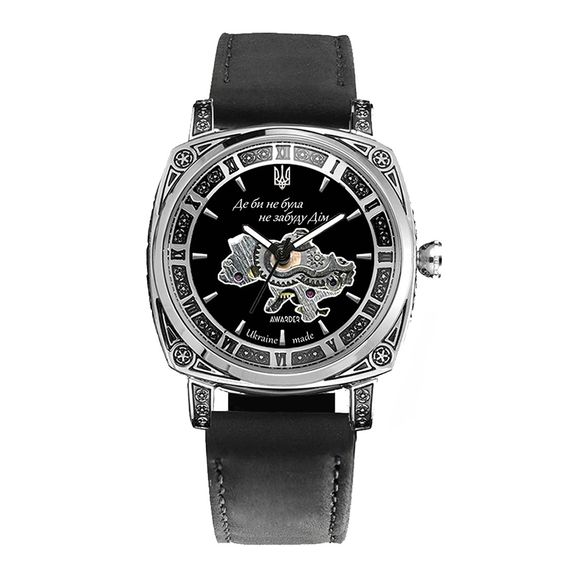 Жіночий годинник Awarder 021-3D Де би не була Silver-Black-Black Leather