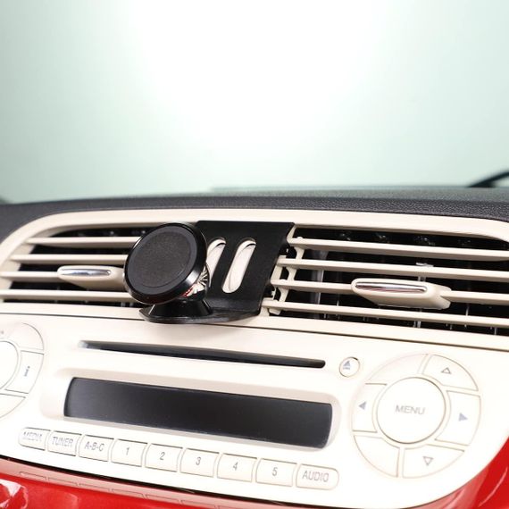 Автомобільний тримач для телефону на панель приладів для Fiat 500 (2010–2015), з алюмінієвого сплаву, на вентиляційну решітку | Зображення 1