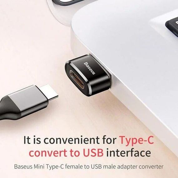 Перехідник Baseus USB Male To Type-C Female Adapter Converter 3A (CAAOTG-01) Чорний | Зображення 4