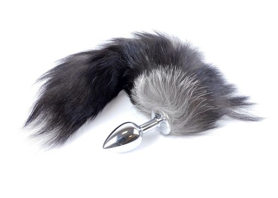 Анальна пробка Exclusivity Fox Tail Black Срібляста 2XL | Зображення 1