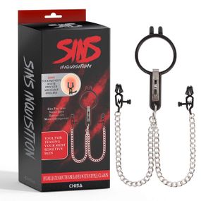 Расширитель рта с зажимами для сосков Chisa Sins"Humiliate Mouth" черный-серебристый sexstyle