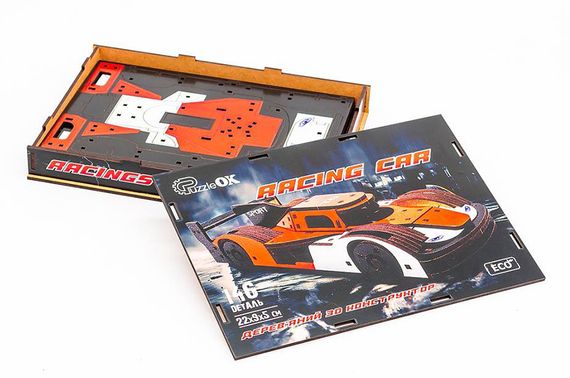 Конструктор Puz-01037 "Racing Car" Порше дерев'яний, 146 дет., розмір моделі 22х9х5 см PuzzleOk | Зображення 2