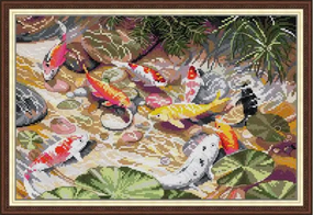 Набір для вишивання за нанесеною на канву схемою "Nine carps". AIDA 14CT printed 41*29 см