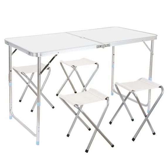 Раскладной стол - чемодан с 4 стульями Folding Table для пикника, рыбалки, дачи, 120х60 см | Зображення 5
