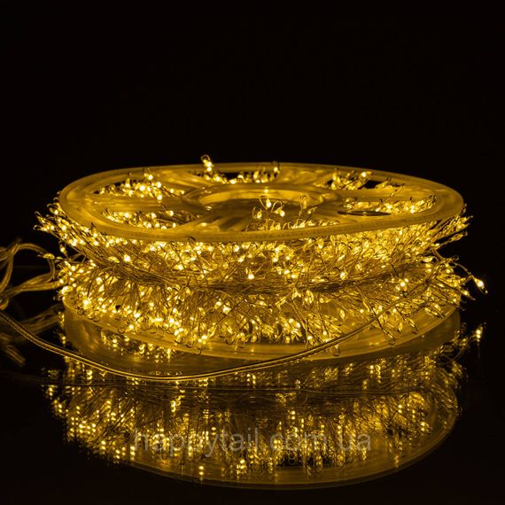 Новогодняя гирлянда комнатная роса Хвойная лапа 50 м 1500 LED белый провод Желтое сияние D1500L50MWY | Зображення 7