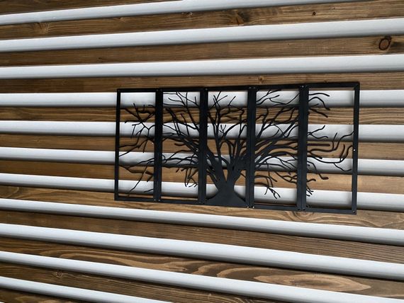 Настінний декор панно картина лофт із металу Дерево | Зображення 1