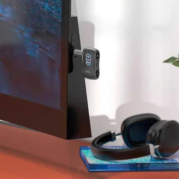 Bluetooth аудіо ресивер/трансмітер Hoco E73 Pro Journey (AUX 3.5mm) Black star | Зображення 6