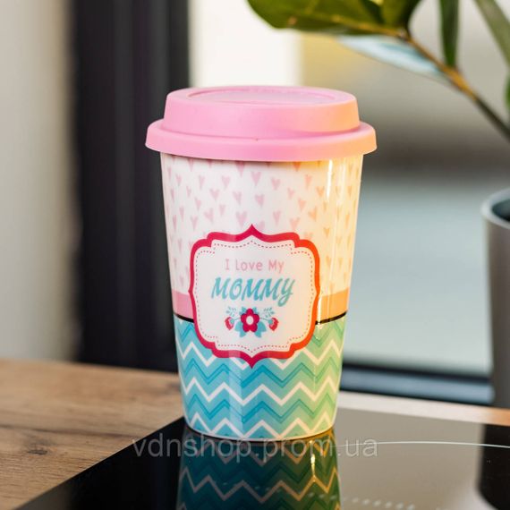 Стакан фарфоровый 420 мл с силиконовой крышкой I love my mommy RX-N240288LM | Зображення 2