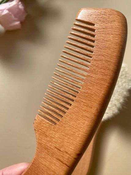 Щітка і гребінець для новонароджених з натуральним м'яким ворсом дитячий набір з двох предметів | Зображення 3