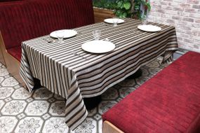 Cкатертина жакардова Kayra Strip 160×285 см Сіра