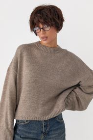 В'язана однотонна кофта вільного фасону - кавовий цвет, XL (є розміри)