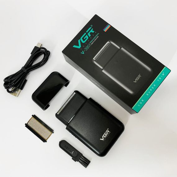 Аккумуляторная мужская мини электробритва VGR V-390 для бритья бороды и усов шейвер. Цвет: черный | Зображення 1