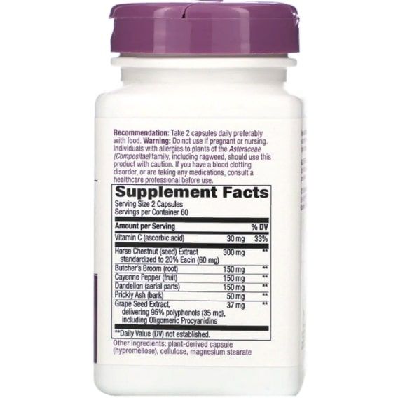 Комплекс для профілактики тиску та кровообігу Nature's Way Leg Veins, Premium Blend 120 Veg Caps NWY-15335 | Зображення 1