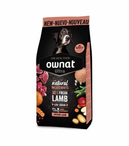 Сухий корм для собак середніх порід з ягнятком Ownat Ultra Dog Medium Lamb, 12 кг