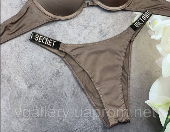 Трусики женские Victoria’s Secret Brazilian VERY SEXY Стразы Виктория Сикрет Бразилиан Коричневый, M | Зображення 1