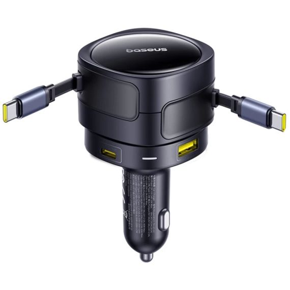 АЗП Baseus Enjoyment Max PD90W with retractable cables (1USB-A/3C) (C00035507121) Cosmic Black