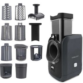 Многофункциональная овощерезка Sokany SK-03087 электрическая овощерезка слайсер с 6 насадками нержавеющая сталь 150 Вт Черный