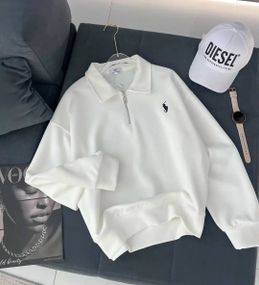 Жіночий світшот поло з коміром на блискавці та довгими рукавами колір білий розмір 42/48 HI2763