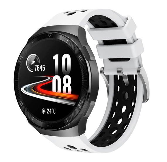 Силіконовий ремінець Primo Perfor Classiс для смарт годинника Huawei Watch GT 2e - White/Black | Зображення 2